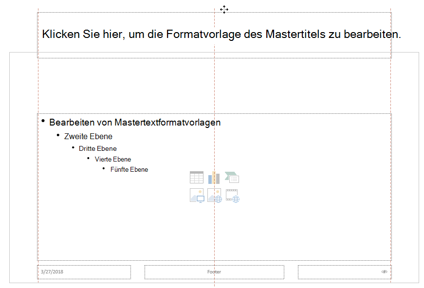 Ziehen Sie den Platzhalter Titel nach oben, und legen Sie ihn außerhalb der Begrenzung der sichtbaren Folie ab.