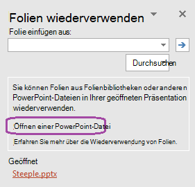 Durchsuchen, um eine Präsentation aufzufinden