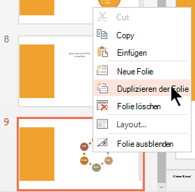 Mit der rechten Maustaste auf eine Folie klicken und dann 