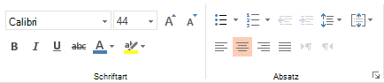 Optionen für Schriftart, Absatz und Ausrichtung in PowerPoint Online