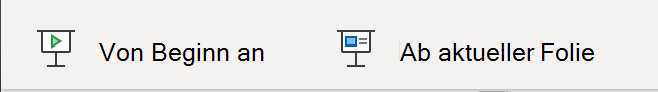 Die Schaltflächen in PowerPoint für das Web, die Sie zum Starten der Präsentation verwenden.