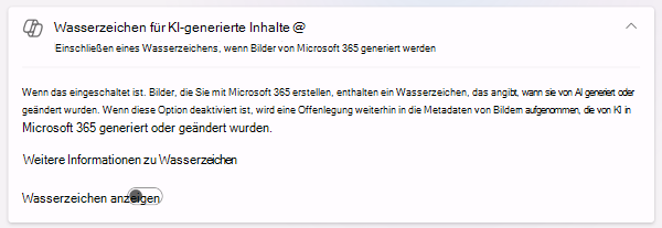 Screenshot des Wasserzeichenschalters für Bilder in den Datenschutzeinstellungen meines Kontos mit der Option 