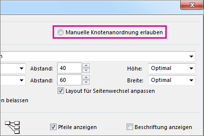 Klicken Sie auf Manuelle Boxpositionierung zulassen, um eine Aufgabe manuell neu zu positionieren.