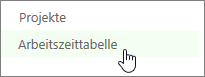 Arbeitszeittabelle auf der Schnellstartleiste