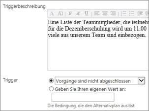 Triggerbeschreibung und Trigger