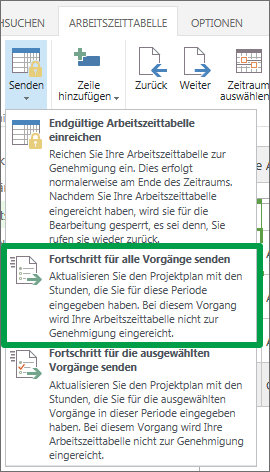 Fortschritt für alle Vorgänge senden