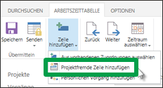 Projektfremde Zeile hinzufügen