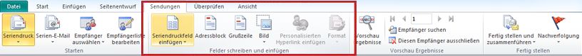 Einfügen von Seriendruckfeldern