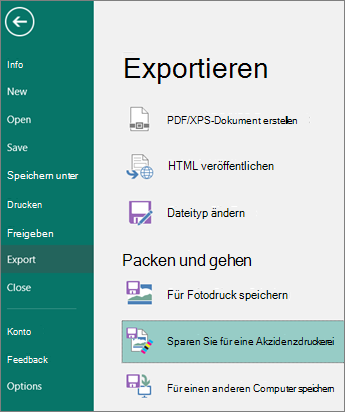 Klicken Sie bei einer kommerziellen Druckerei auf 