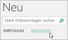 Screenshot der Kategorien von integrierten Vorlagen in Publisher.