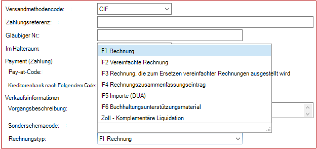 Neuer Einkaufsrechnungstyp Zollabwicklung