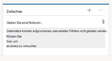 Die Zeitachse wird nicht gerendert und zeigt keine Datensätze konnten nicht geladen werden