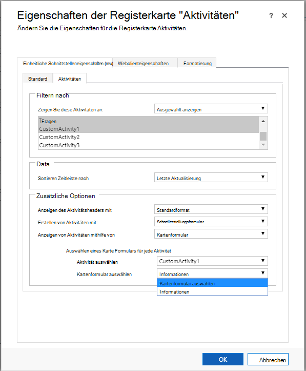 Einstellungen der Zeitachsensteuerung