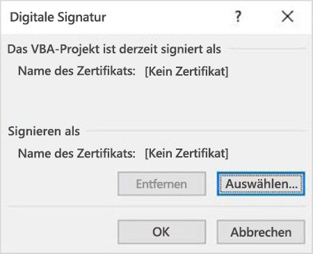 Auswählen eines Zertifikats
