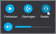 Fortsetzen eines Anrufs, Durchstellen eines Anrufs oder Wechseln der Audiogeräte