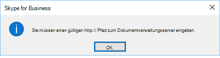 Die Fehlermeldung, die angezeigt wird, wenn Sie versuchen, eine Datei von einem anderen Speicherort als OneDrive for Business zu öffnen.