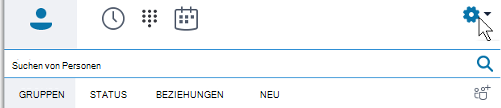 Optionen des Skype for Business-Hauptmenüs