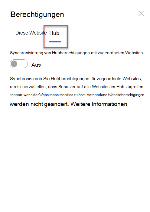 Screenshot: Aktivieren von Synchronisierungshubberechtigungen