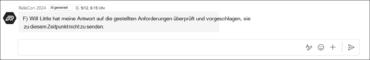 Screenshot: Antwort kann nicht gesendet werden