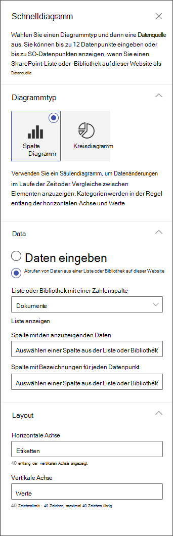 Screenshot: Bearbeitungsbereich des Säulendiagramms