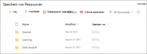 Screenshot des Dokumentbibliothek-Webparts