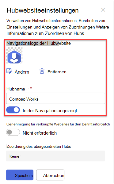 Screenshot: Name des Navigationslogos der Hubsite