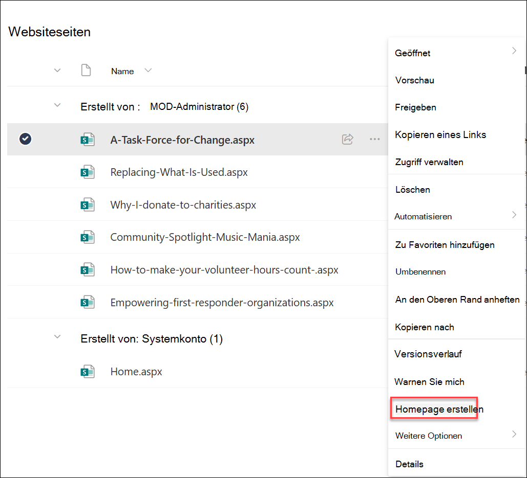 Screenshot der Startseite 