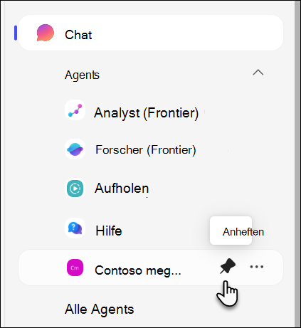 Screenshot: Anheften eines Agents