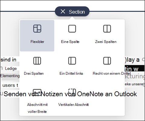 Neue Abschnitts-Toolbox mit flexiblem Abschnitt