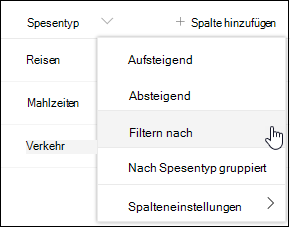SharePoint-Menüoption 