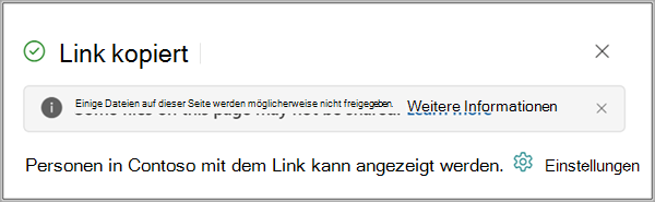 Menü freigeben mit den Optionen 