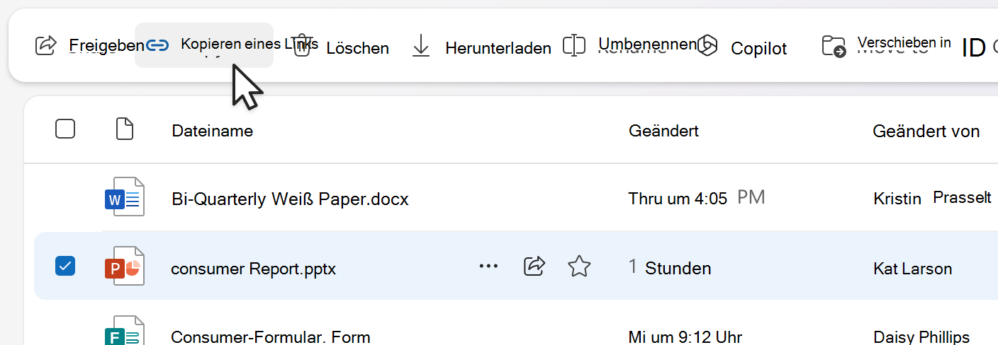 Link aus Befehlsleiste kopieren