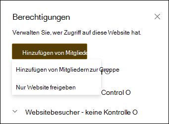 Vorschau des Berechtigungsbereichs mit Dropdownmenü.