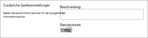 Auswahlmöglichkeiten für die Spalte 