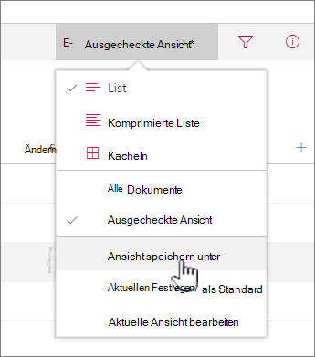 Klicken Sie auf Speichern unter, um die aktualisierte oder neue Ansicht zu speichern.