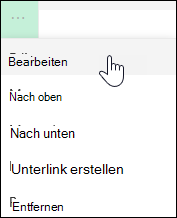 Bearbeiten eines Links im linken Menü