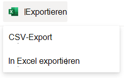 Die Exportoptionen für eine SharePoint-Liste.