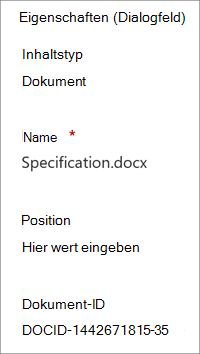 Im Detailbereich angezeigte Dokument-ID