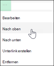 Einen Link im linken Menü n nach oben oder unten verschieben