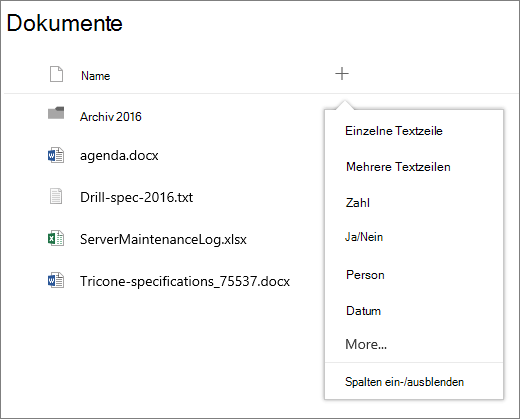Hinzufügen einer Spalten-Dropdownliste in einer mit einer Gruppe verbundenen Dokumentbibliothek
