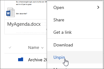 Upnpin-Menüelement im Dateikontextmenü hervorgehoben