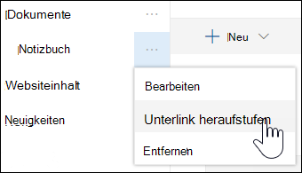Höherstufen eines untergeordneten Links zu einem primären Link