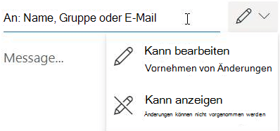 Wählen Sie das Stiftsymbol aus, um den Empfängern die Berechtigung 