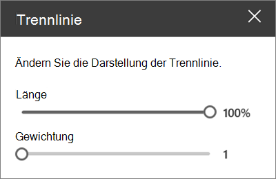 Detailbereich des Dividierungs-Webparts in SharePoint Online beim Bearbeiten einer Website