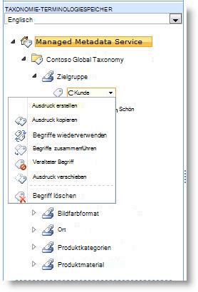 Verwenden Sie das Menü, um Begriffe innerhalb eines Ausdruckssatzes zu verwalten.