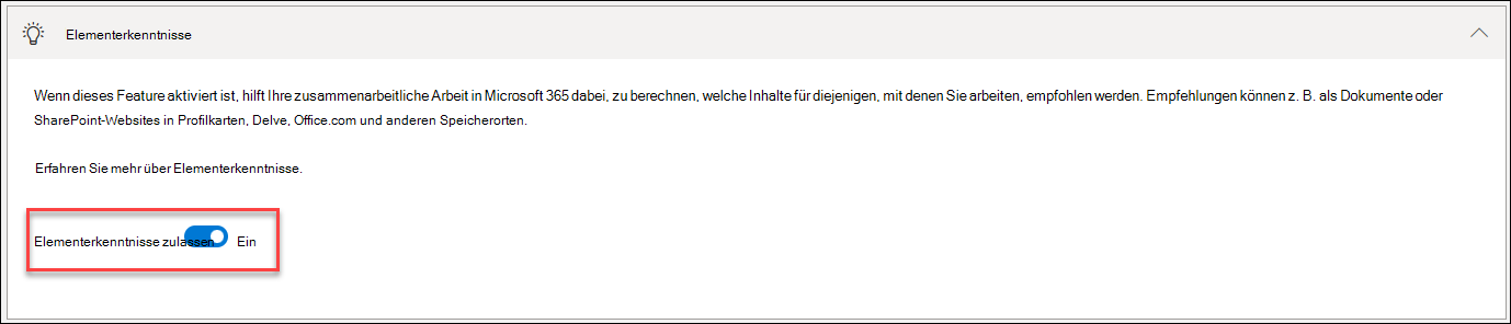 Screenshot des Deaktivierens von Item Intelligence