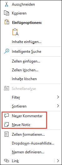 Abbildung des Kontextmenüs status von Excels mit der rechten Maustaste