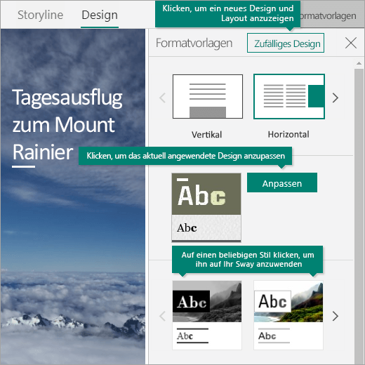 Optionen für Formatvorlagen in Sway