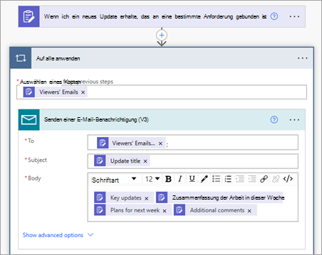 Hinzufügen von Viewer-E-Mails zur Zeile An im Flow mithilfe von dynamischem Inhalt