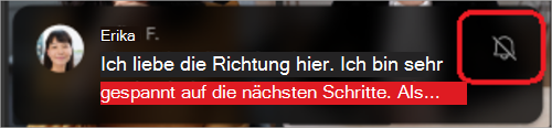 Abbildung des Bildschirms eines Mobilgeräts mit einer Vorschau des erneut geschalteten Chats unten.